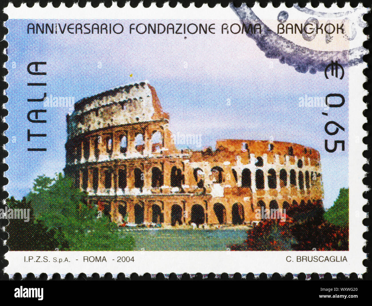 Rome postal stamp tag with sight isolated