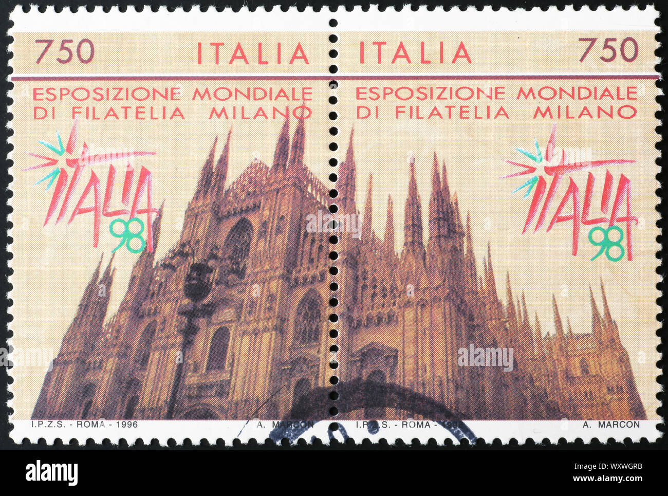 Milan Cathedral on italian postage stamps Stock Photo Alamy