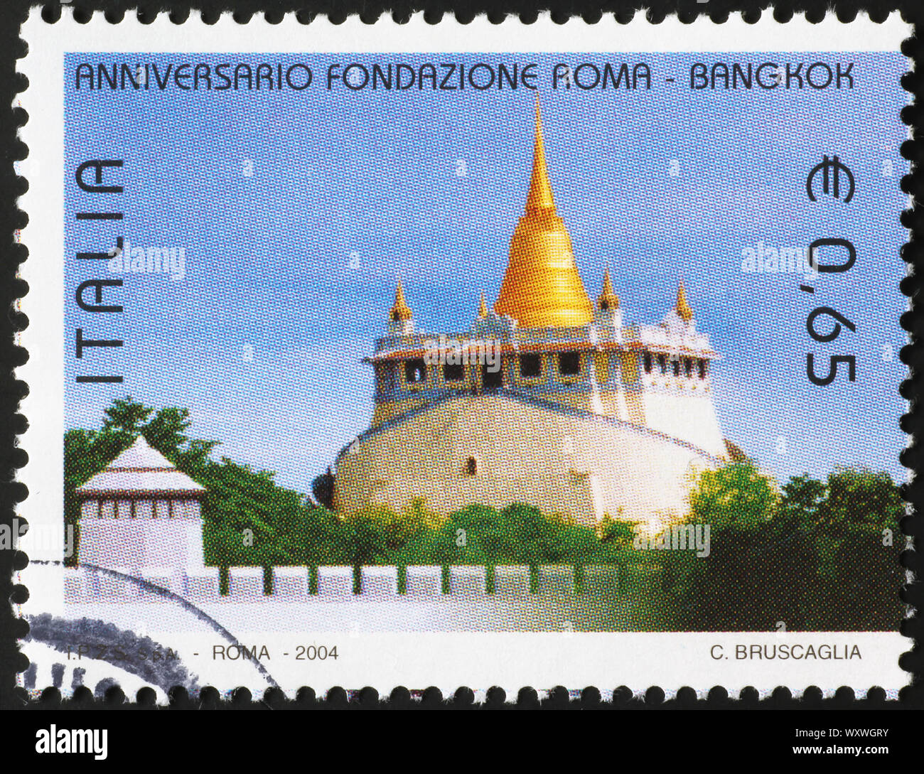 Pagoda of Bangkok on postage stamp Stock Photo Alamy