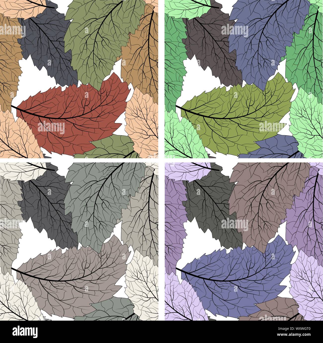 Seamless leaf pattern. Seamless floral background. Vector summer pattern. Fall leaves vector background. Botanical illustration Stock Vector