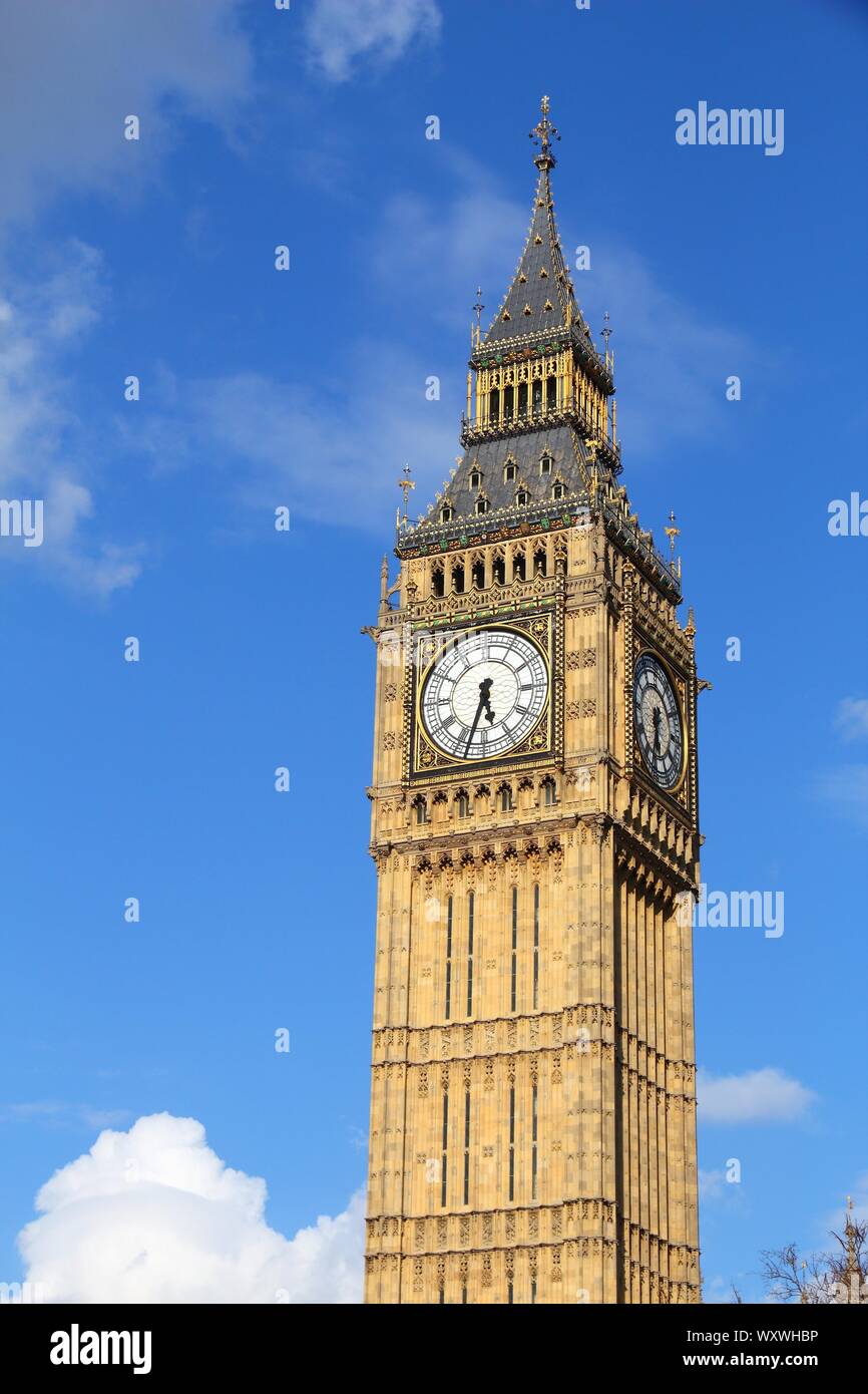 Big Ben clock tower - landmark of London, UK. Stock Photo