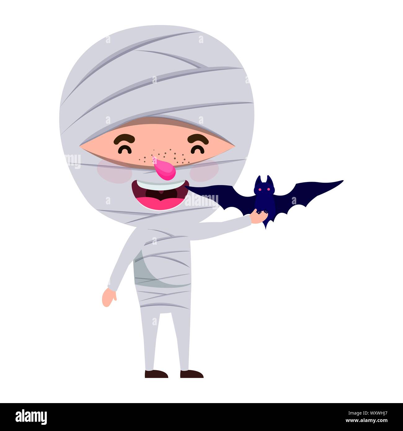 cute little boy with mummy costume and bat flying Stock Vector Image & Art  - Alamy
