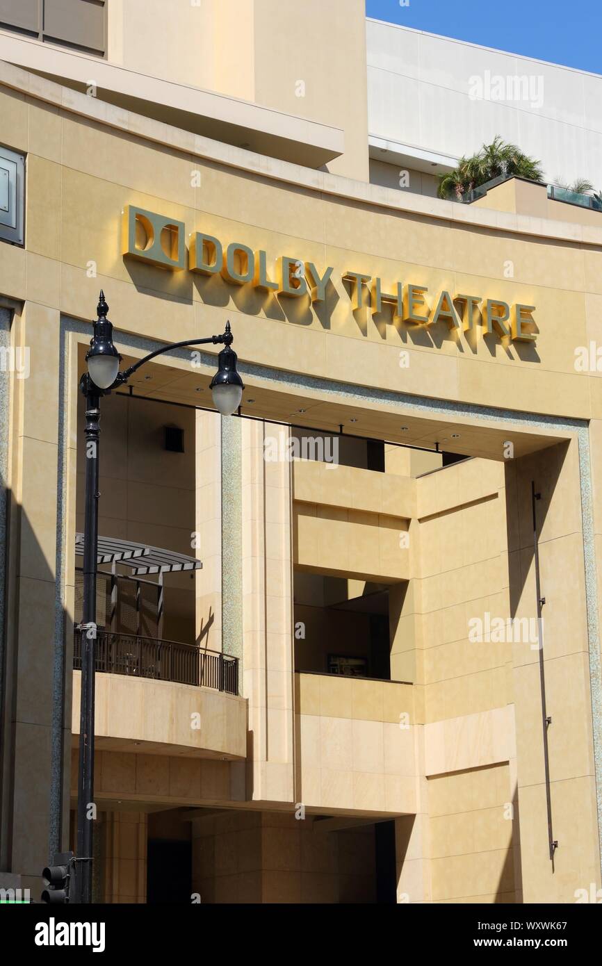 LOS ANGELES, USA - APRIL 5, 2014: Dolby Theatre in Hollywood. Formerly known as Kodak Theatre, it is the home of Academy Awards ceremonies. Stock Photo