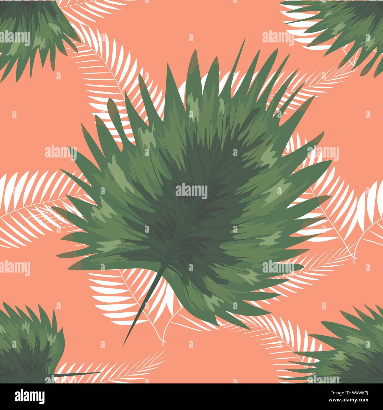 Tropical seamless pattern. Botany design, blue jungle leaves of palm ...
