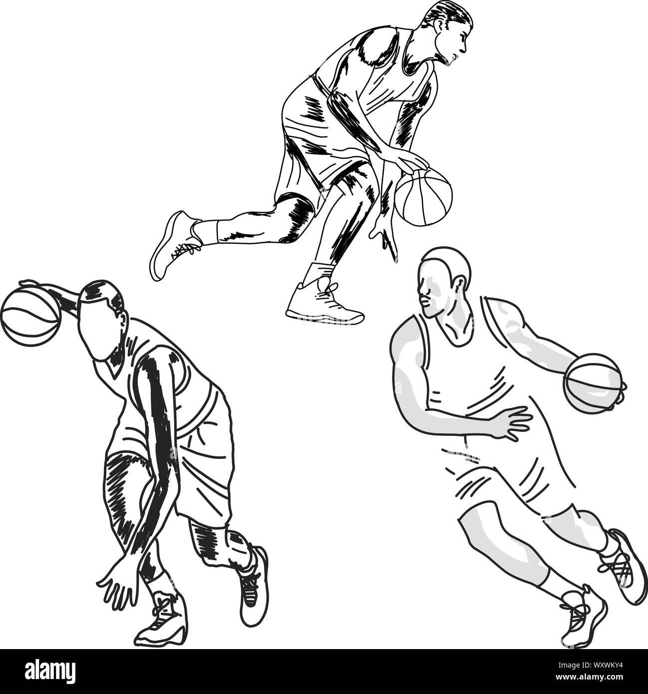 illustrations set of Basketball player. vector drawing. Stock Vector