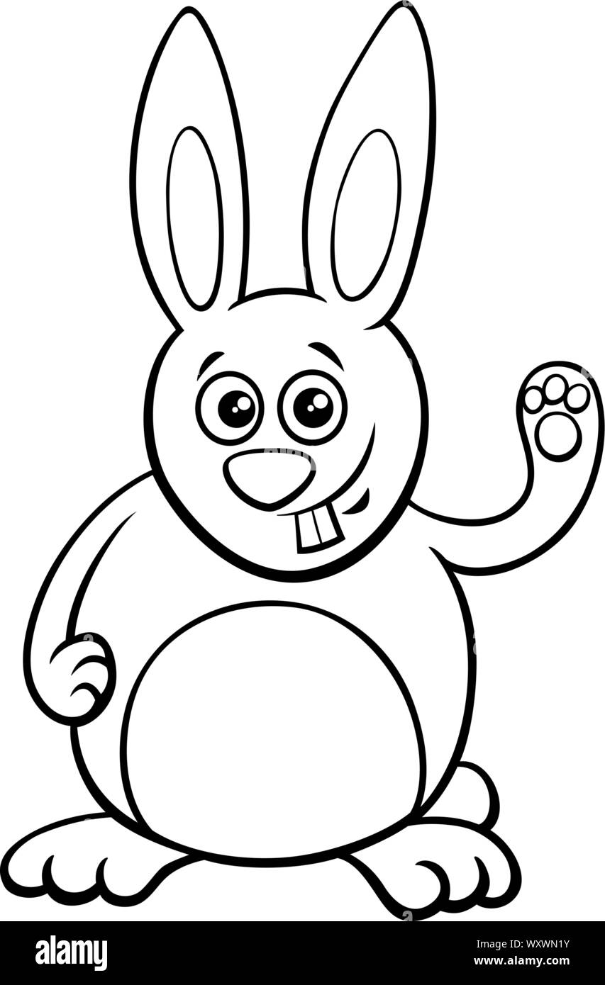 Black and White Cartoon Illustration of Funny Rabbit Comic Animal ...