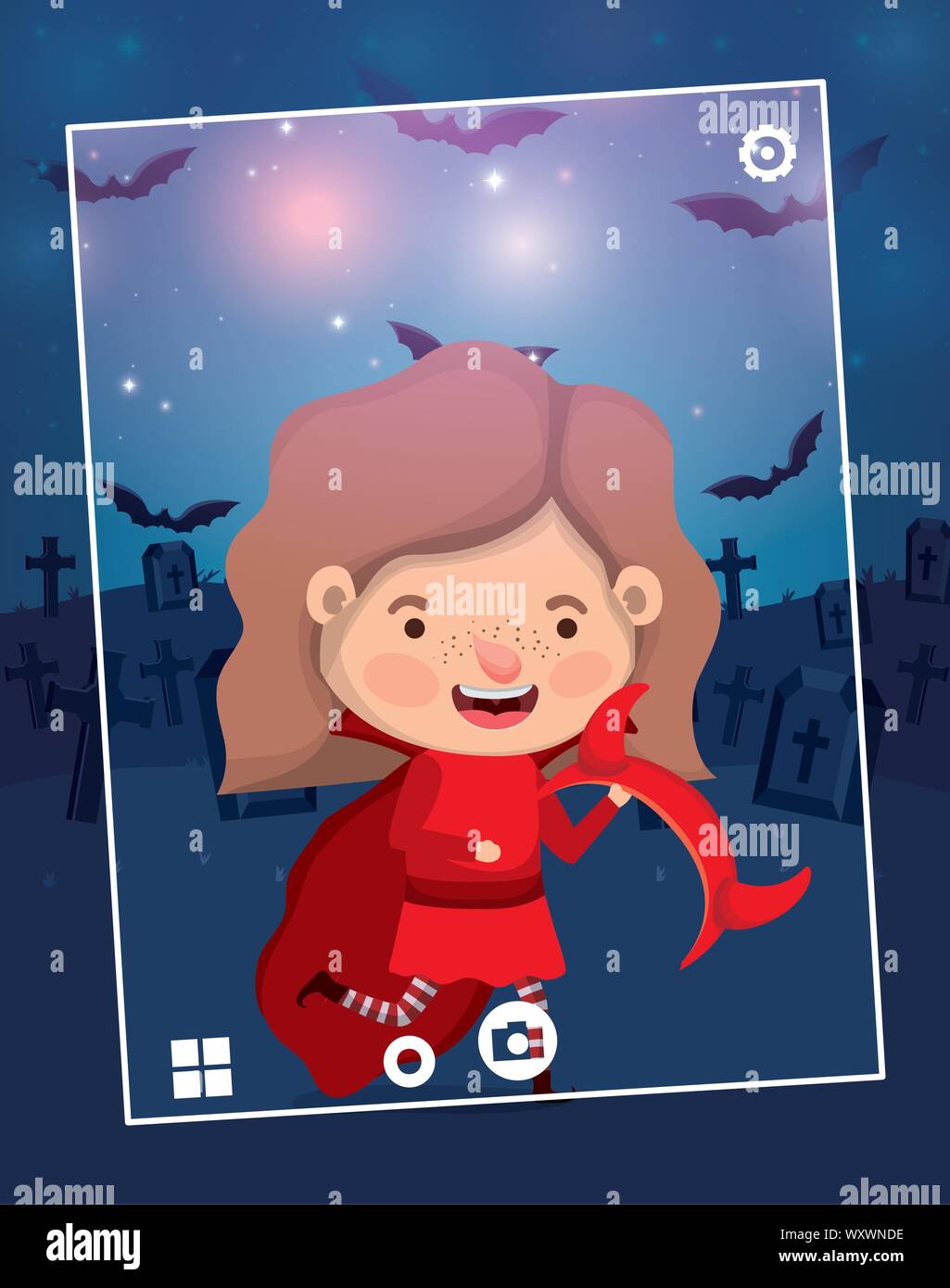 halloween season scene with girl costume devil Stock Vector Image & Art ...