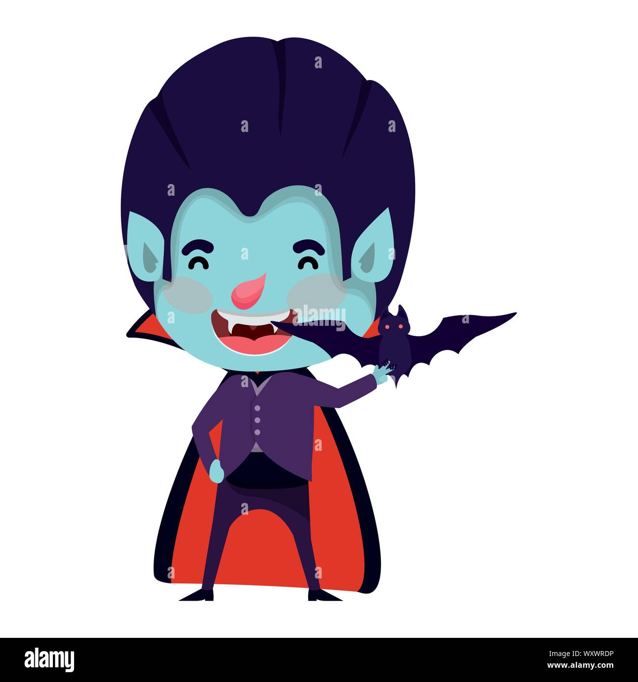 cute little boy with dracula costume and bats flying Stock Vector Image ...