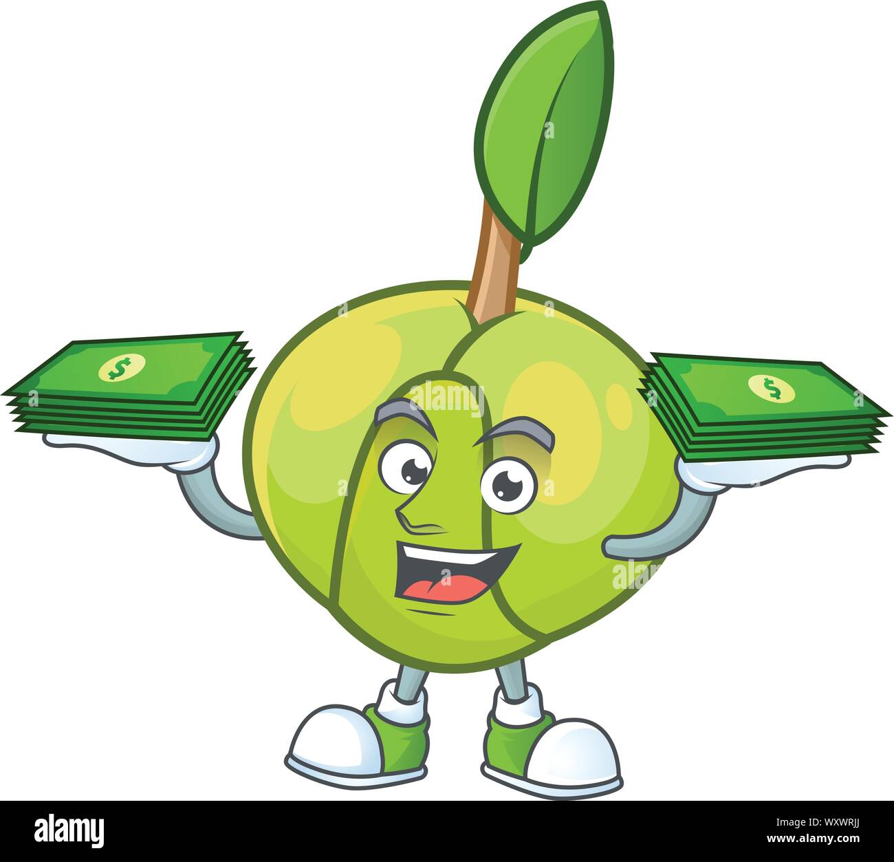 With money bag elephant apple cartoon on white background Stock Vector ...