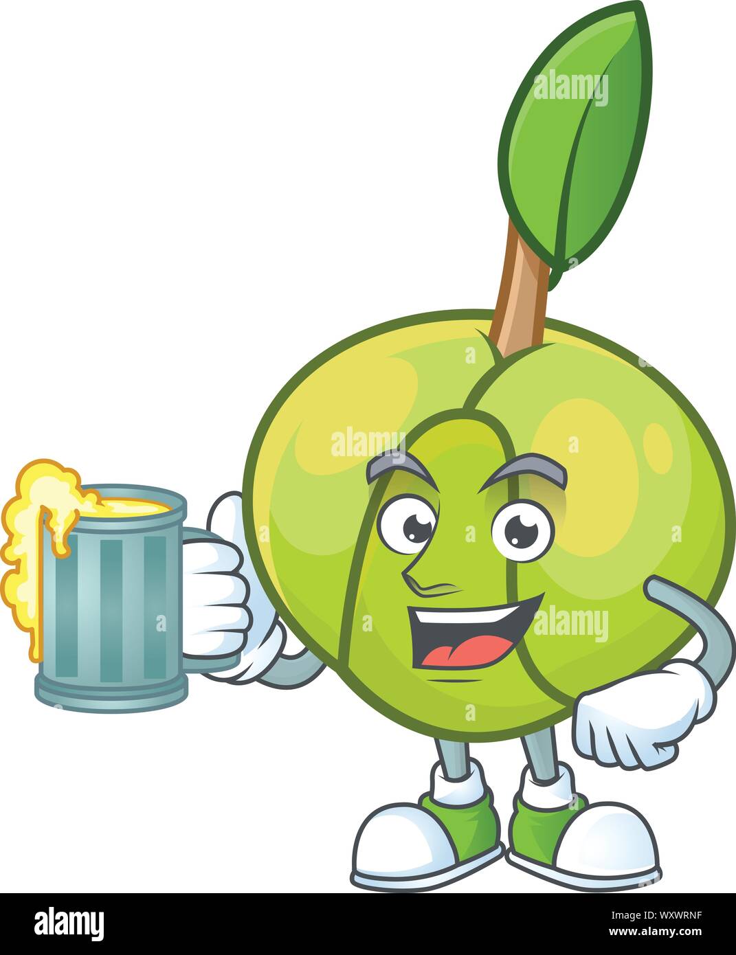 With juice elephant apple cartoon on white background Stock Vector ...