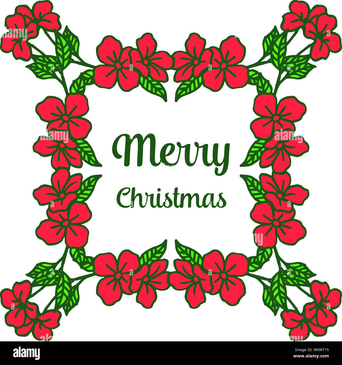 Bright red flower frame for various greeting card merry christmas. Vector Stock Vector Image ...