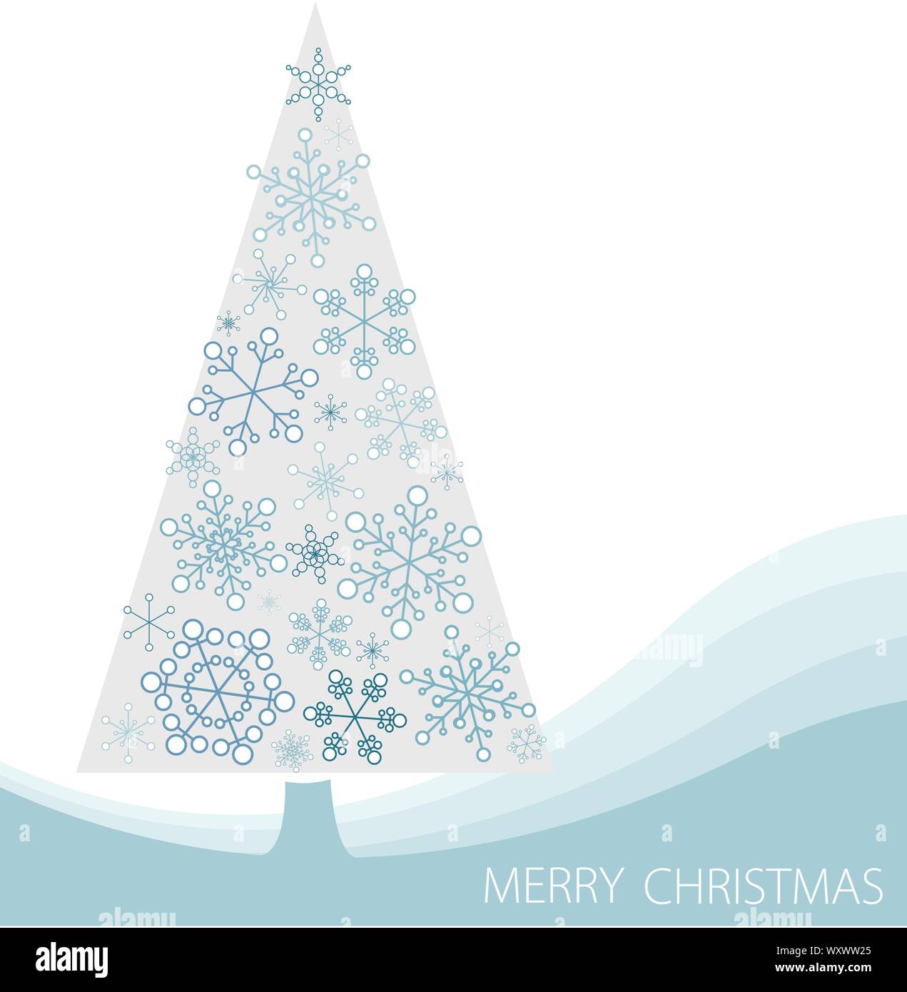Christmas tree made from simple abstract snowflakes Stock Vector