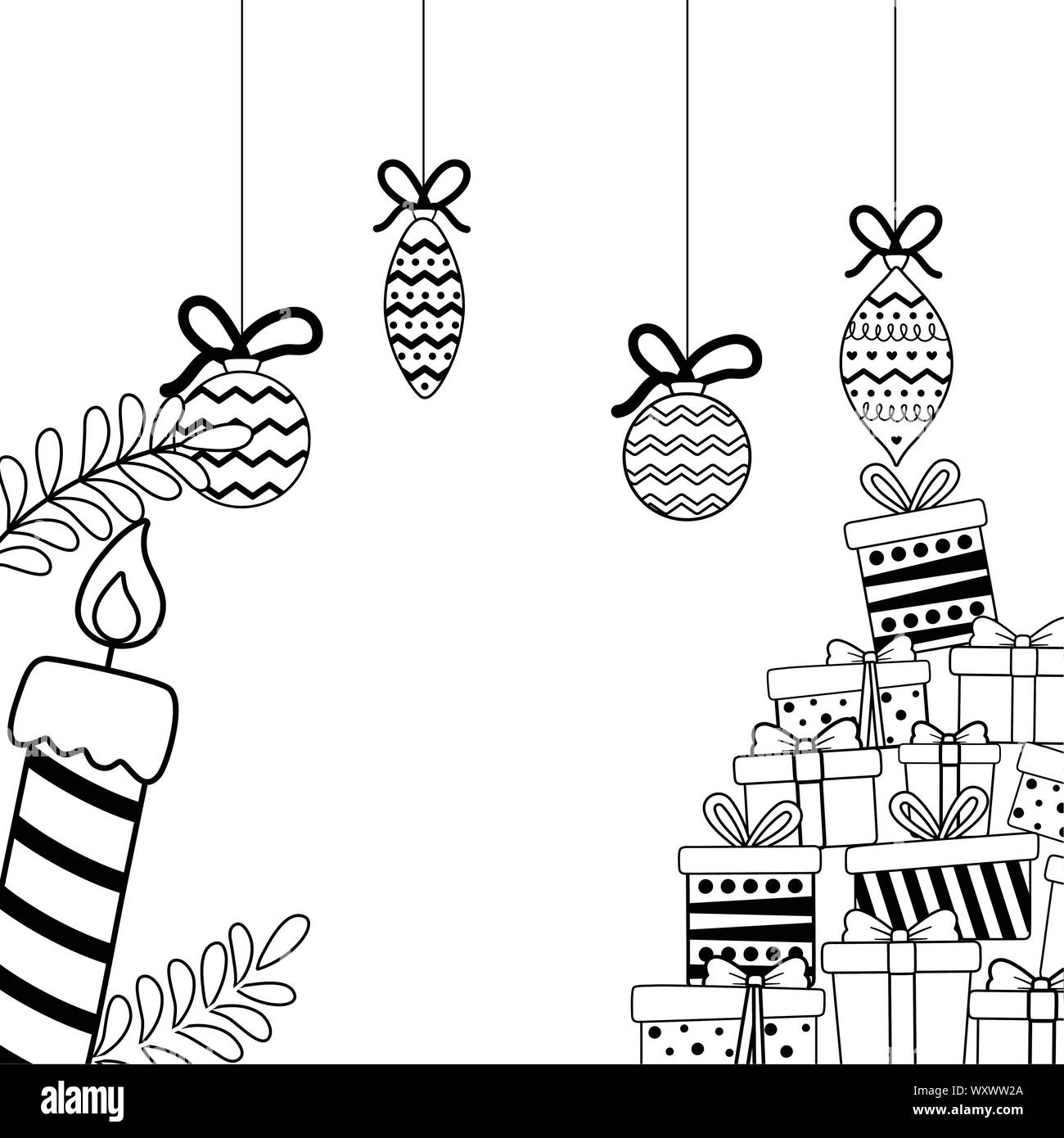Gifts and candle design, Merry christmas season decoration card ...