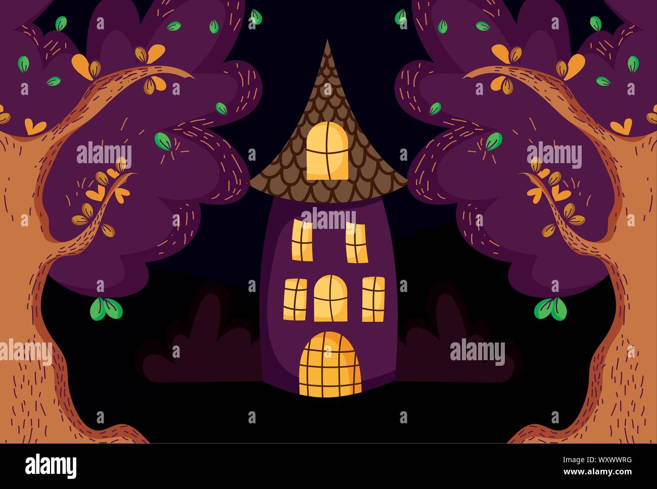 house trees in the forest vector illustration Stock Vector Image & Art ...