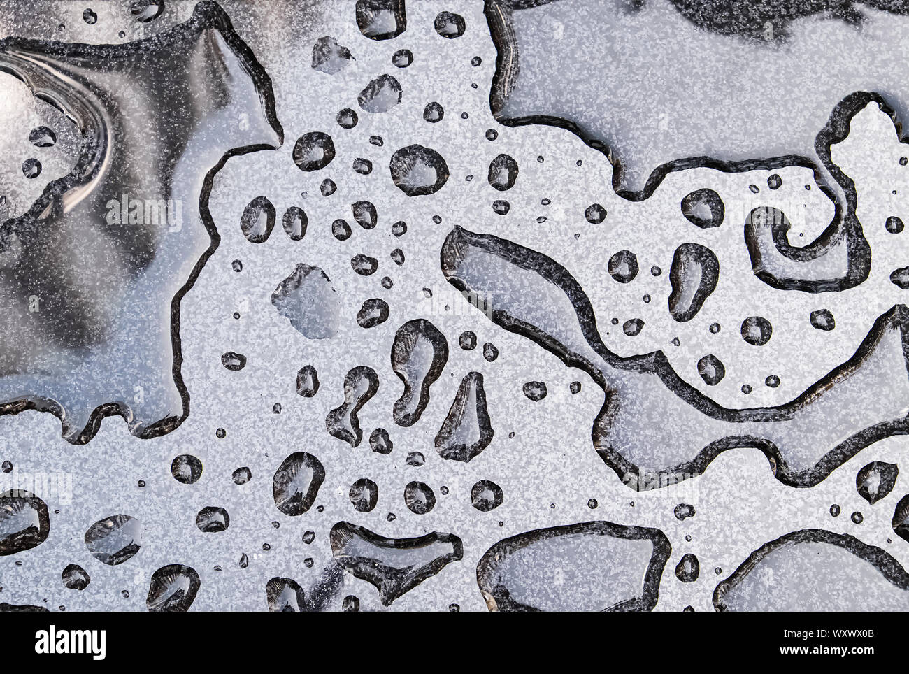 Texture with water drops on metallic surface Stock Photo