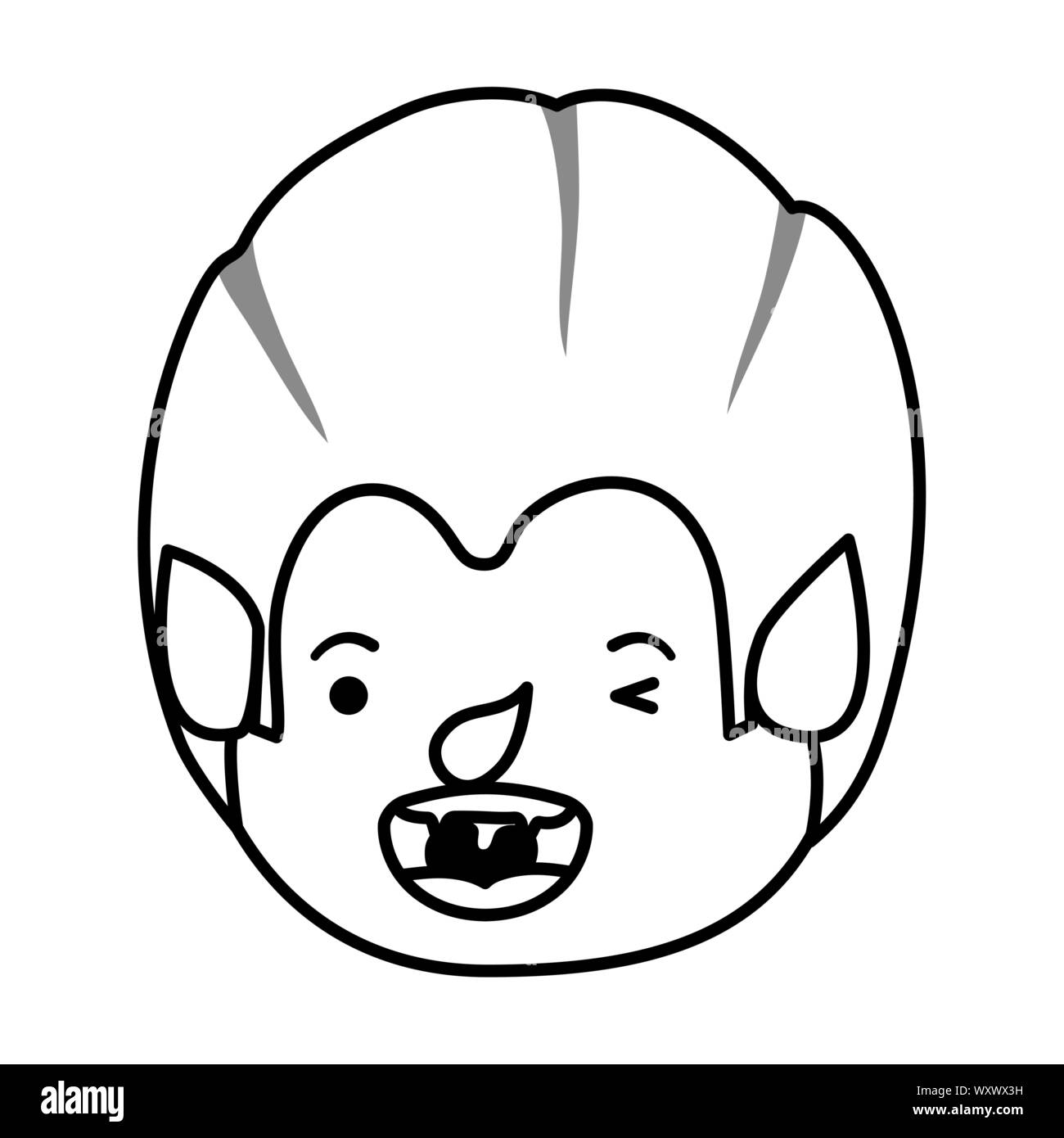 cute little boy head with dracula costume Stock Vector