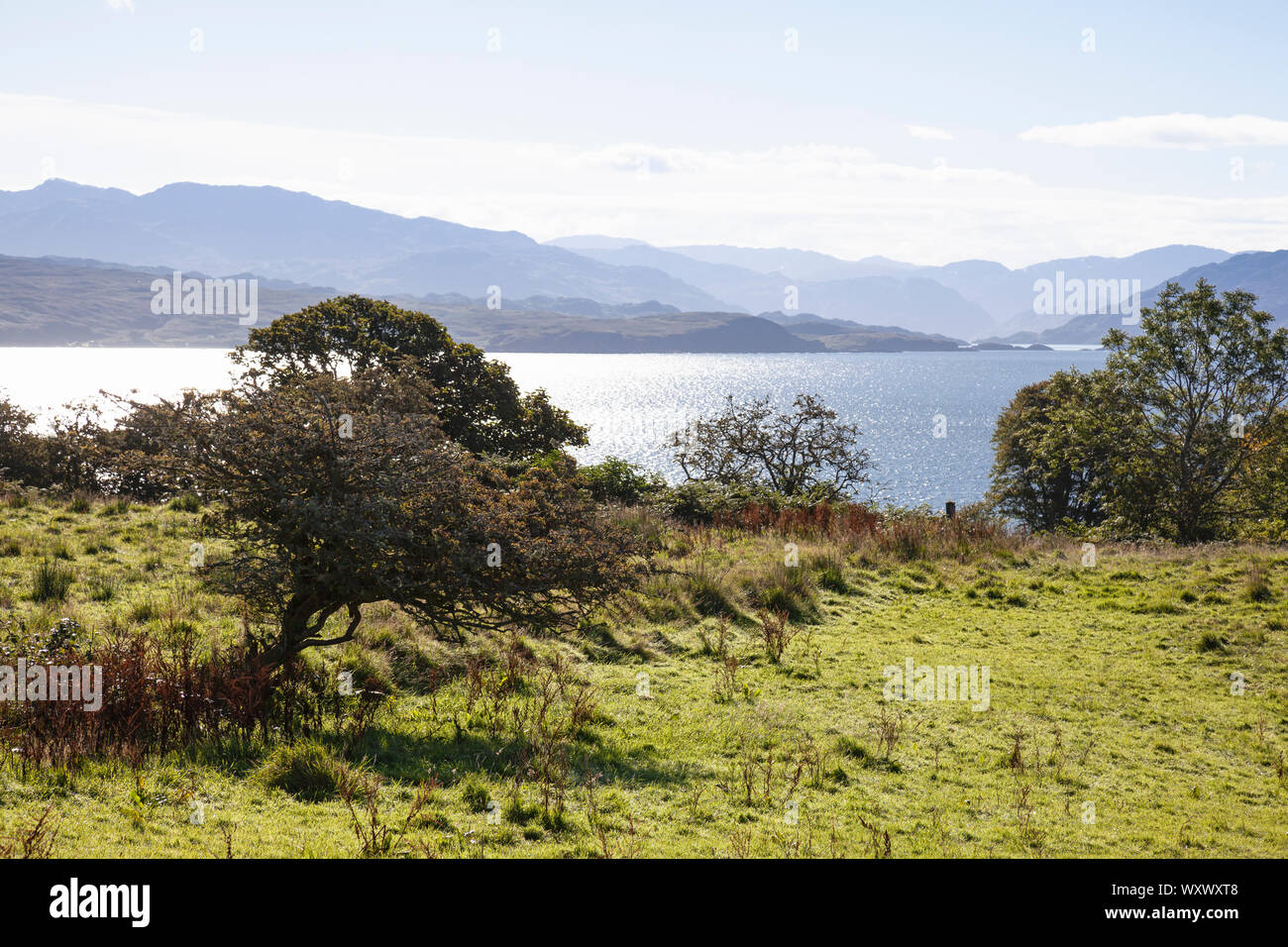 UK, Scotland, Inner Hebrides, Isle of Skye, near Sleat, Views of the Sound of Sleat Stock Photo