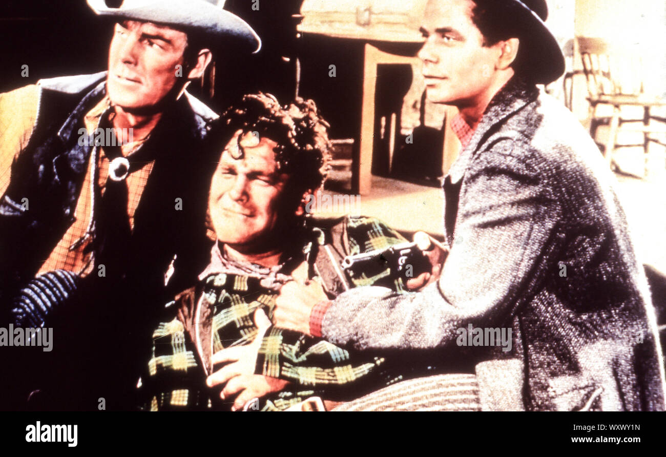 randolph scott, glenn ford, the desperadoes, 1943 Stock Photo