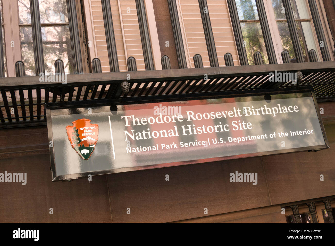 Theodore Roosevelt Birthplace National Historic Site is a recreated brownstone at 28 East 20th Street, NYC, USA Stock Photo