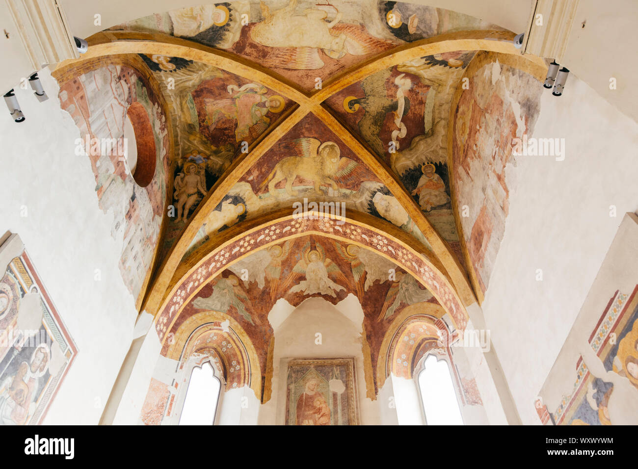 JULY 21, 2019 - PORDENONE, ITALY - The medieval Cathedral of San Marco, interior Stock Photo