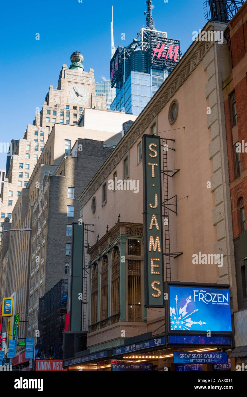 Disney's "Frozen" at the St. James Theatre, Times Square, NYC, USA