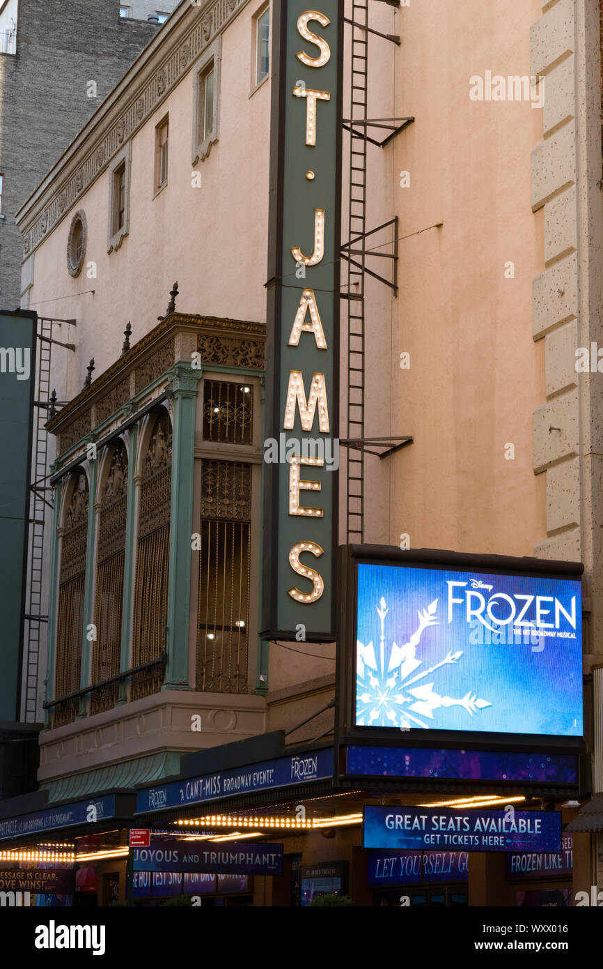 Disney's "Frozen" at the St. James Theatre, Times Square, NYC, USA