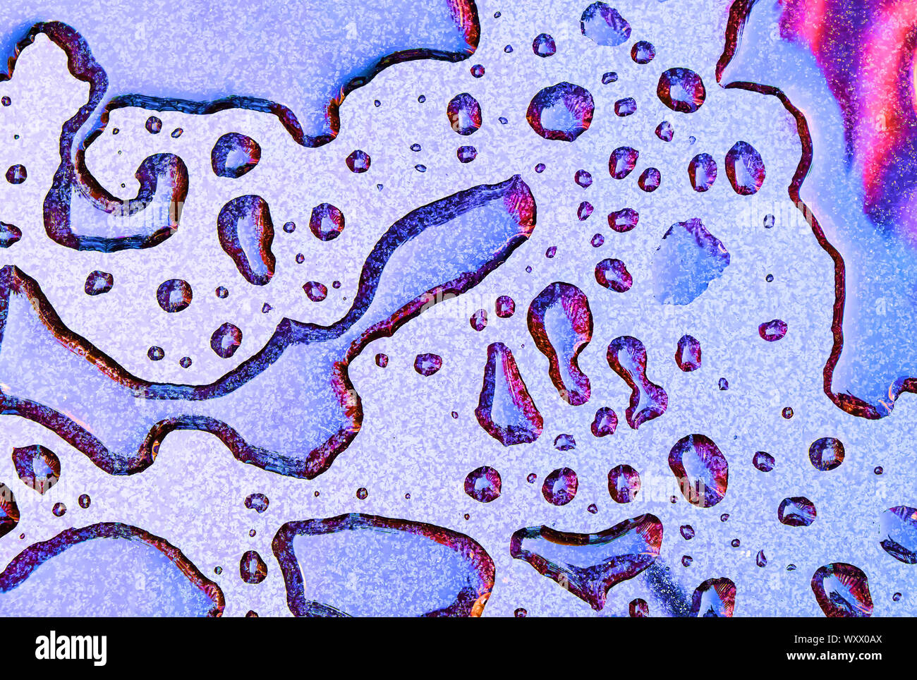 Abstract texture with water drops on metallic surface Stock Photo