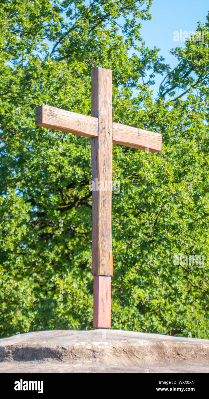 Jesus cross on the top of a mountain Stock Photo - Alamy