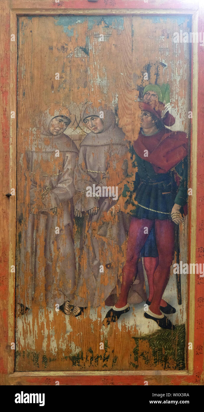 The martyrdom of the Franciscan monks in Morocco, Saint Francis Altar in the Franciscan Church in Rothenburg ob der Tauber, Bavaria, Germany Stock Photo