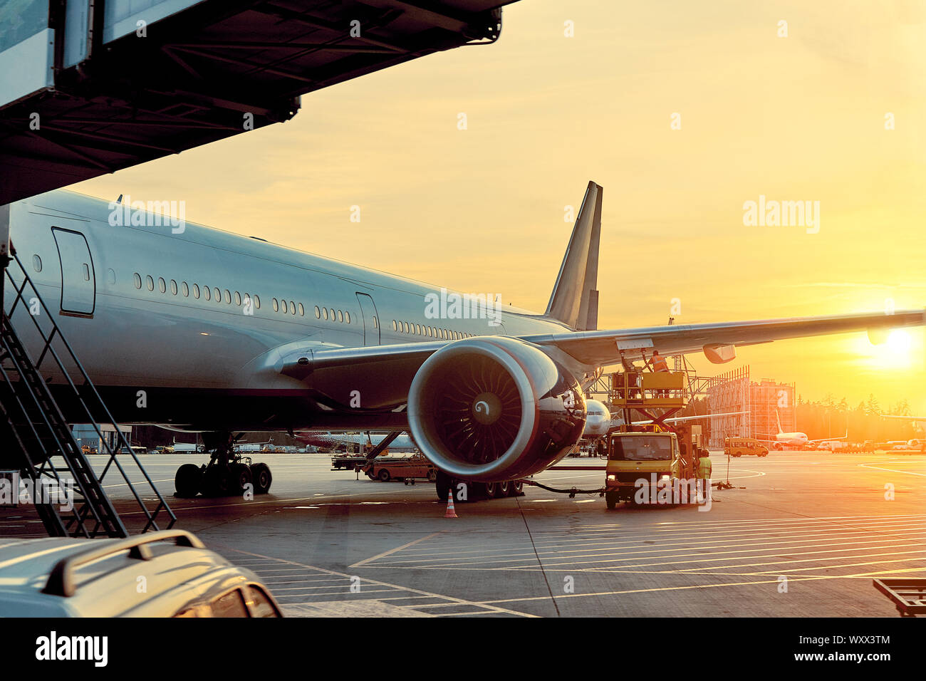 close up of an airplane engine in sunlight Stock Photo - Alamy