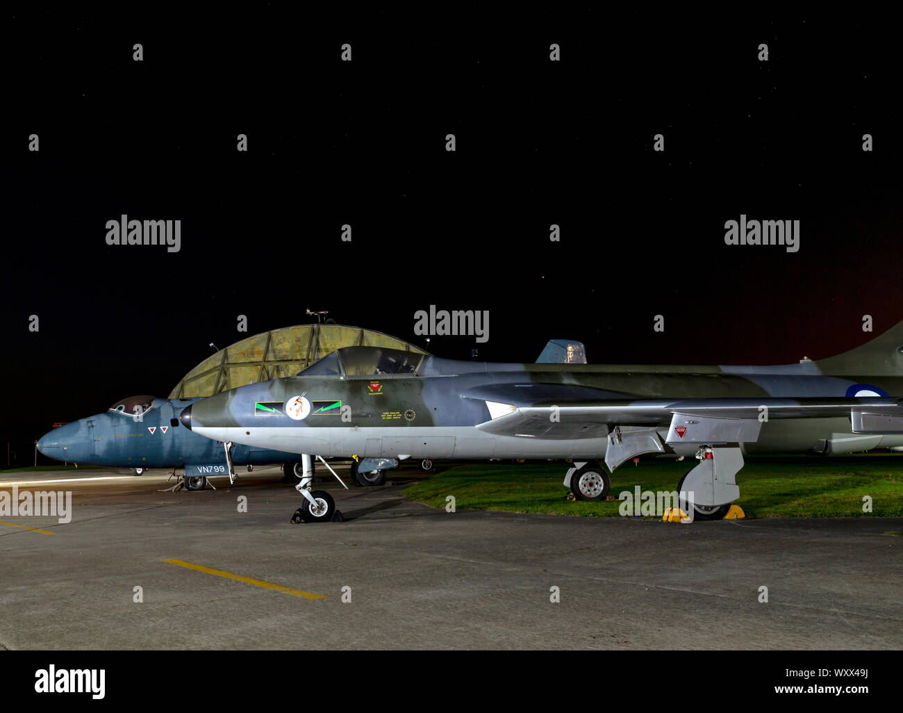 Hawker GA11 Hunter (Canberra Background), at a nightshoot at Cornwall