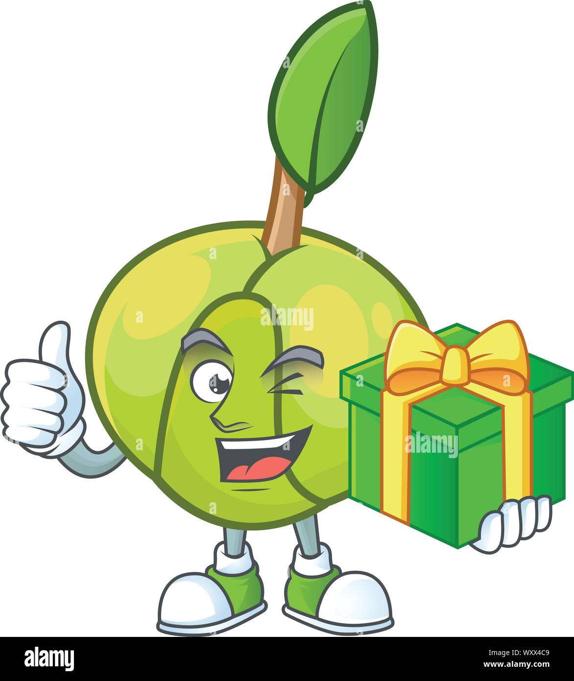 With gift elephant apple cartoon on white background Stock Vector Image ...
