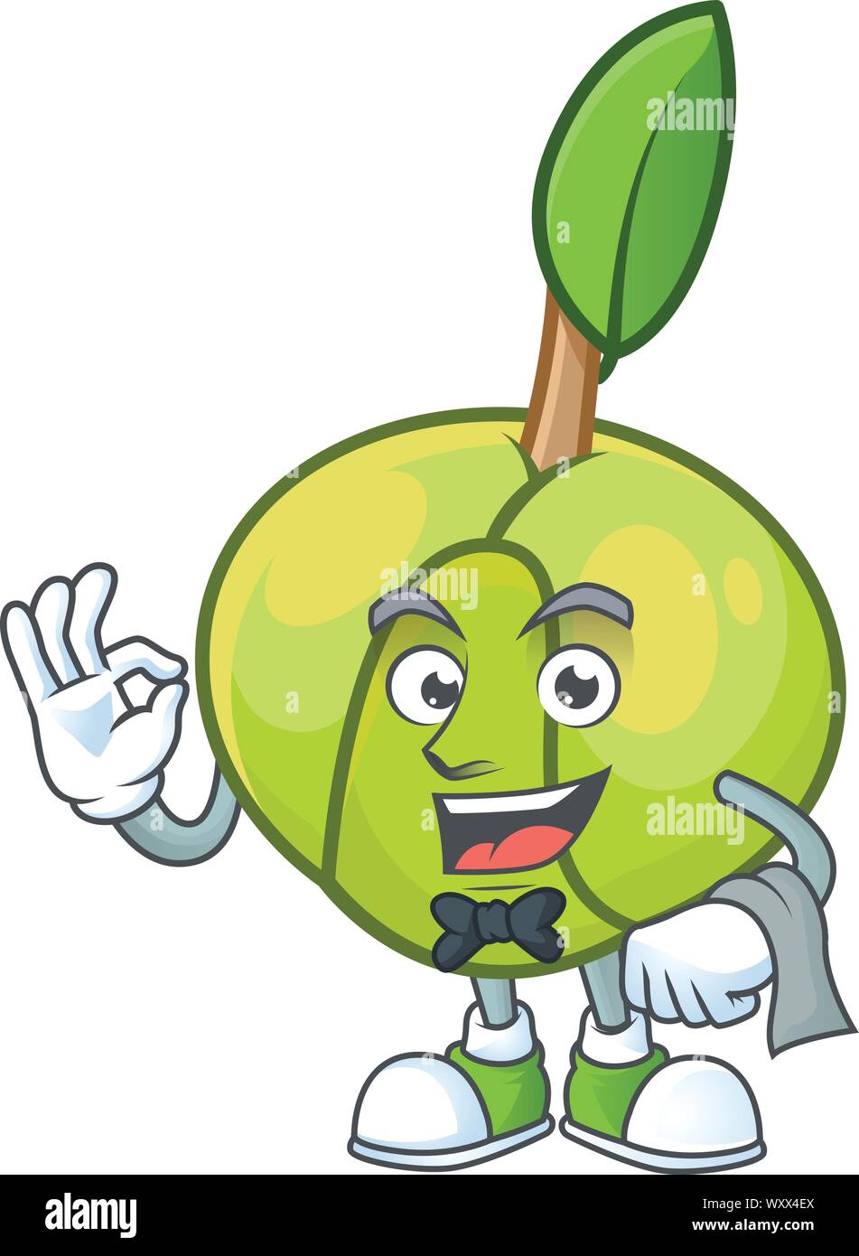 Waiter elephant apple cartoon on white background Stock Vector Image ...