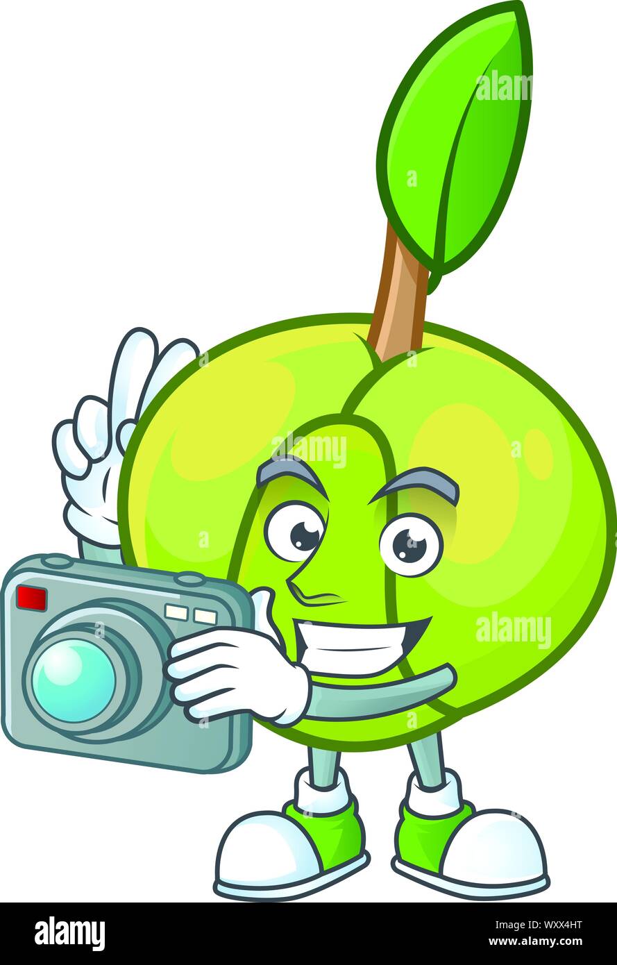 Photographer elephant apple cartoon on white background Stock Vector ...