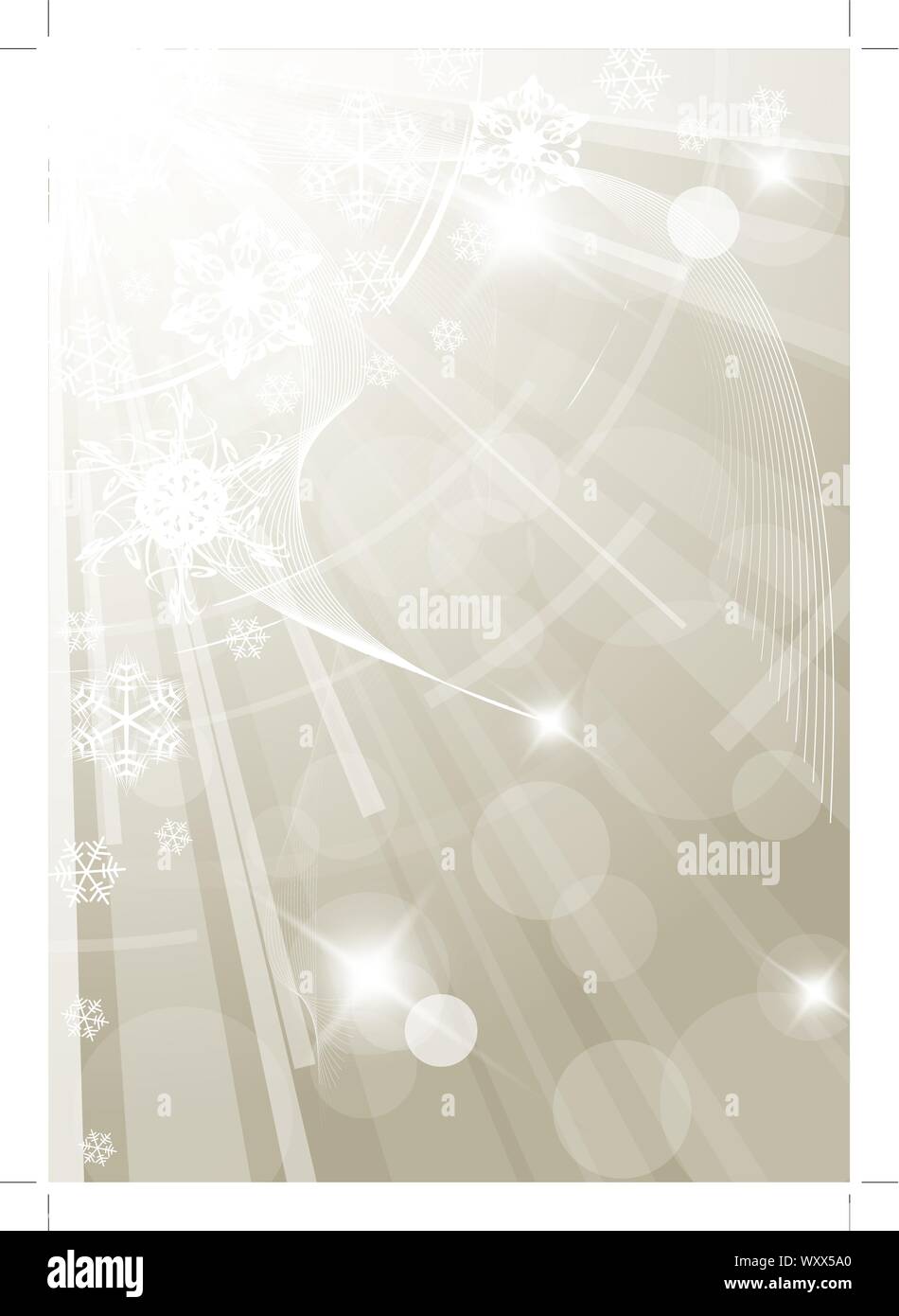 Christmas background with white snowflakes light golden version Stock ...