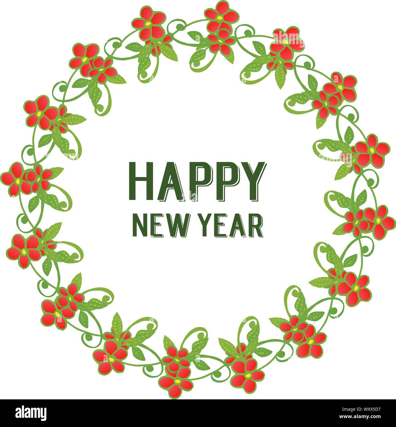 Motif of floral frame background with elegant text happy new year ...