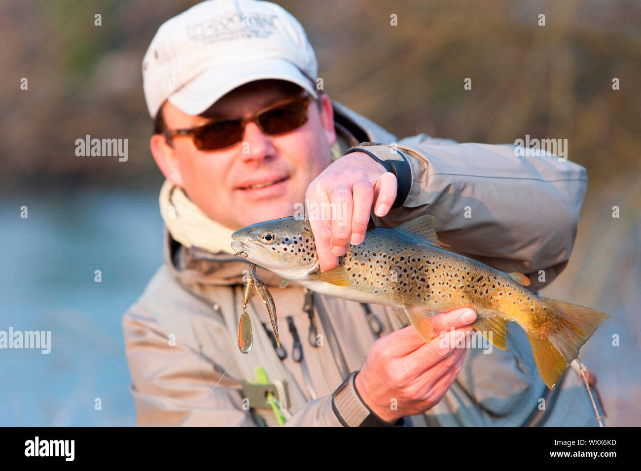 Trout fishing on the Loue river, Presentation of a wild trout (Salmo