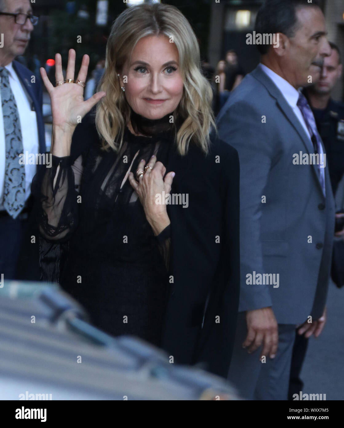 September 17, 2019 Maureen McCormick at the Late Show with Stephen Colbert to talk about HGTV new series Building Brady to renovate Brady Bunch house  in New York. September 17, 2019 Credit: RW/MediaPunch Stock Photo