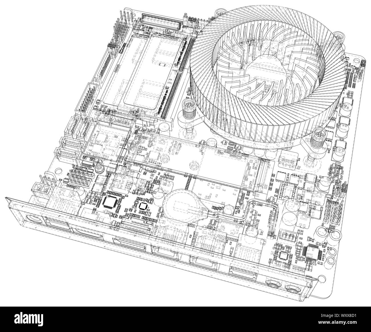 Circuit board. Electronic computer hardware technology. Vector ...