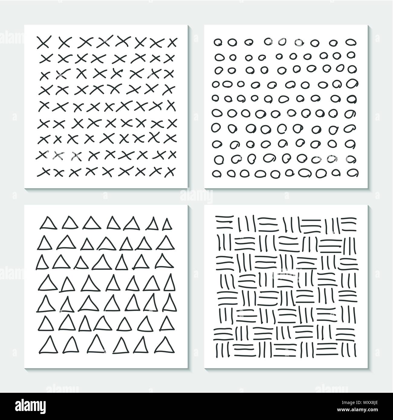 Cards with hand drawn hipster patterns. Monochrome Stock Vector