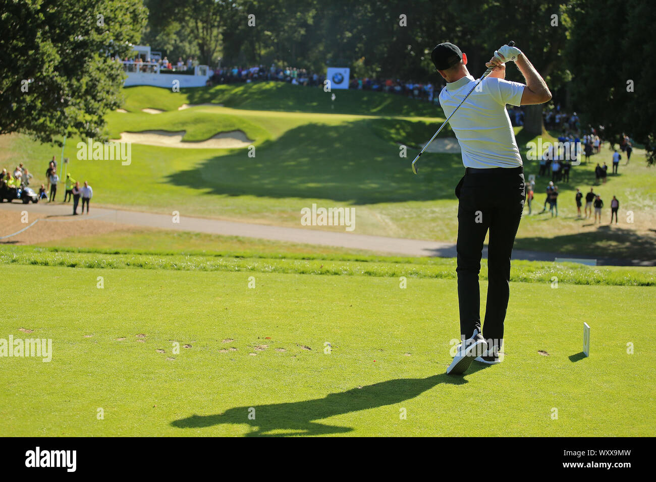 Virginia Water, UK. 18th Sep, 2019. England cricketer Stuart Broad competing in the ProAm of the BMW PGA Championship, European Tour Golf Tournament at Wentworth Golf Club, Virginia Water, Surrey, England. Credit: ESPA/Alamy Live News Stock Photo