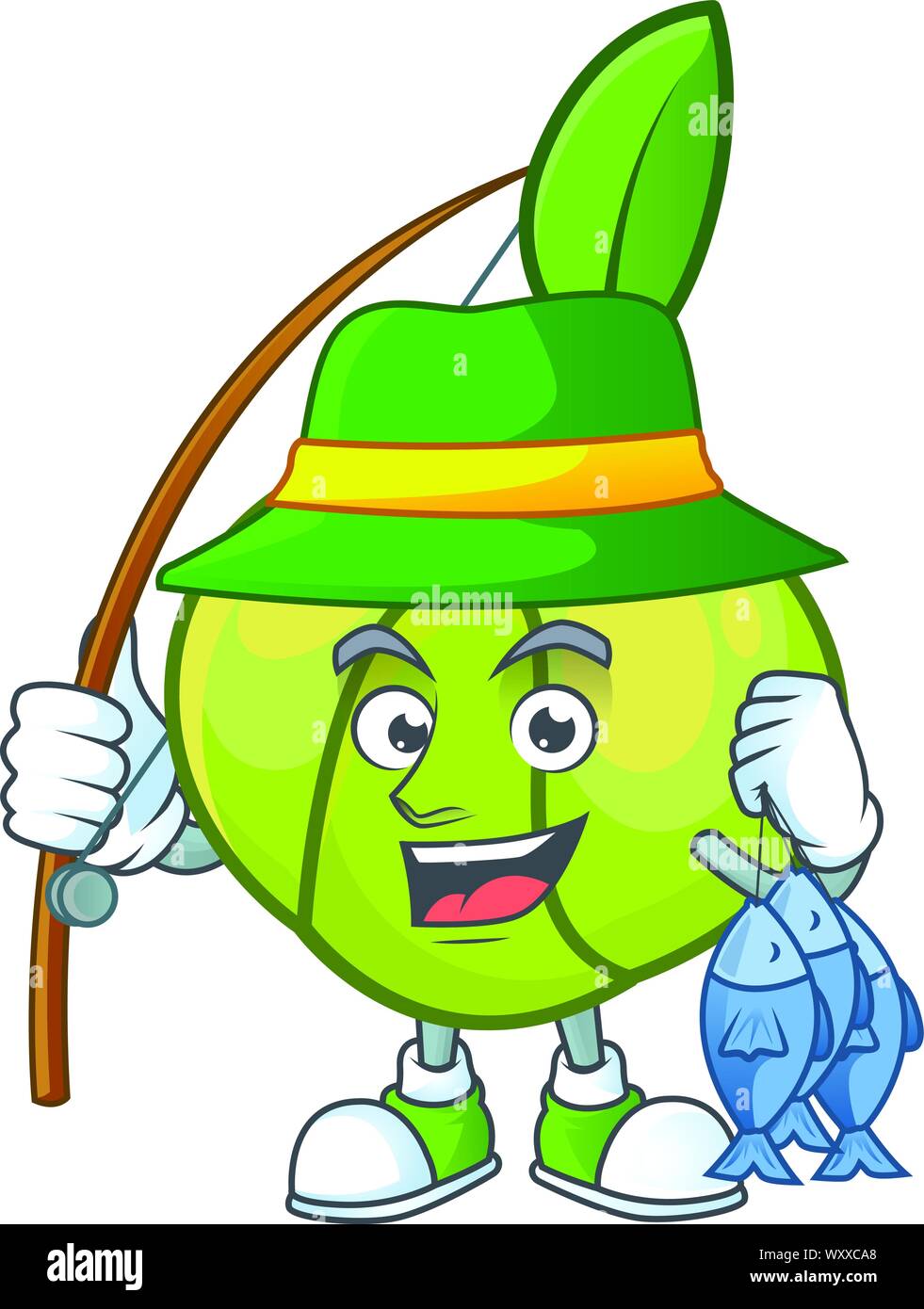 Fishing elephant apple cartoon on white background Stock Vector Image ...