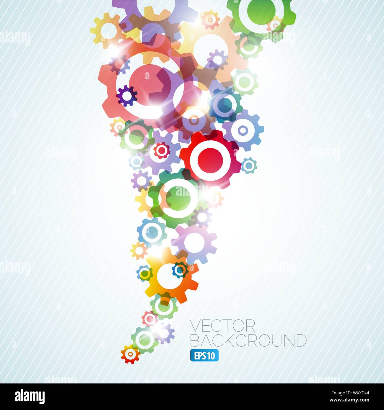 Vector technical background made from rainbow cogwheels Stock Vector