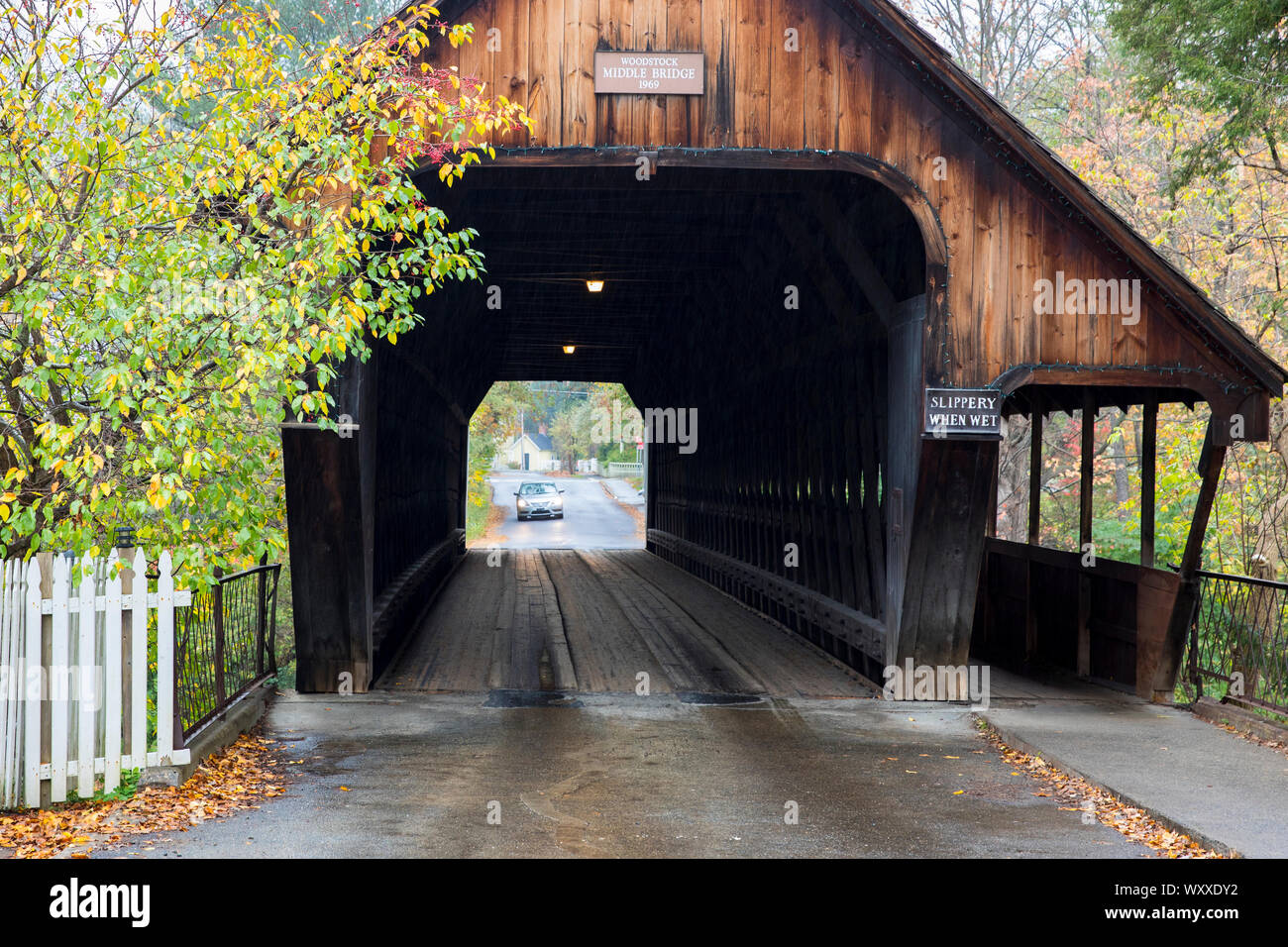Woodstock Middle Bridge constructed 1969, Vermont, New England, USA
