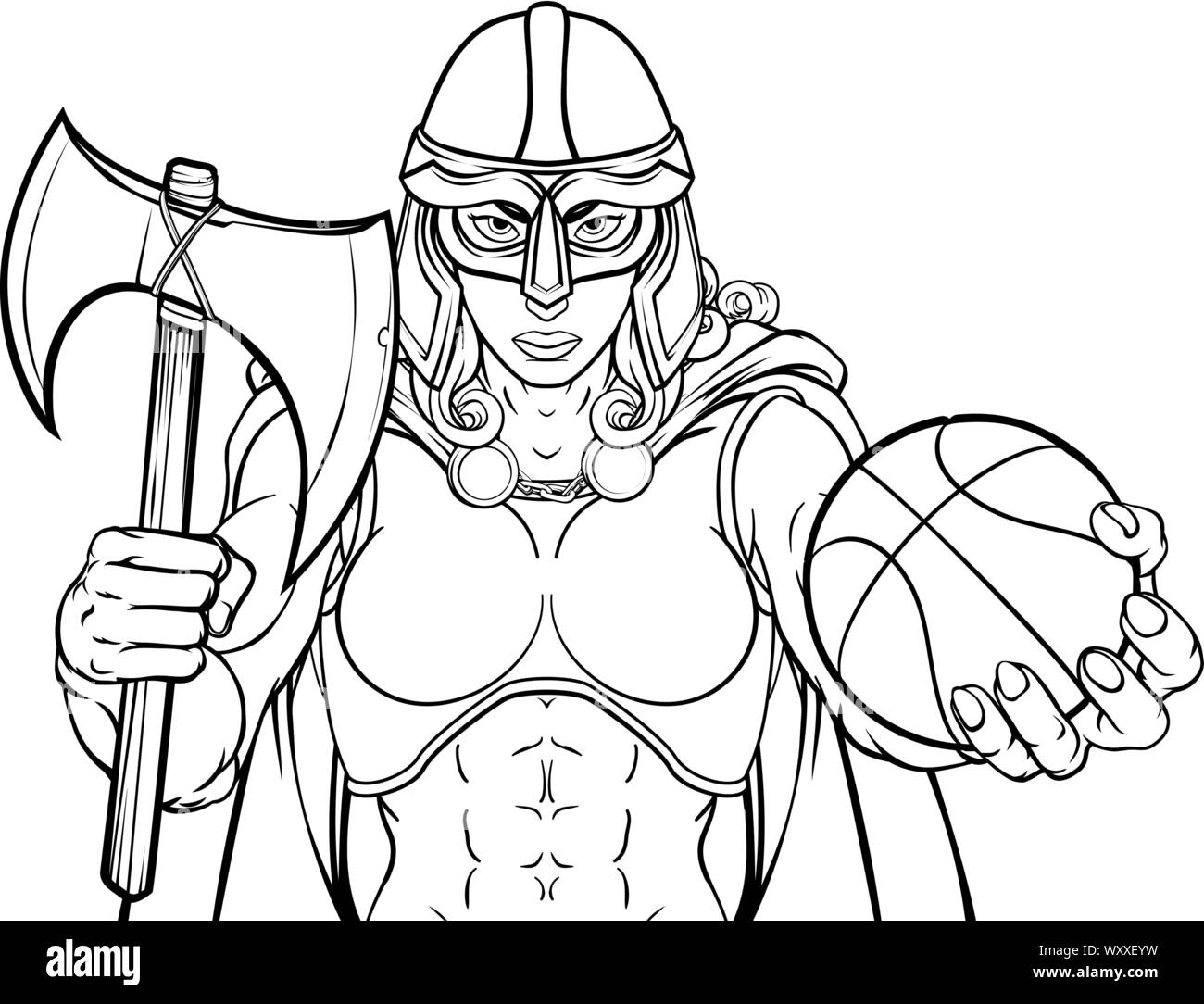 Viking Celtic Knight Basketball Warrior Woman Stock Vector
