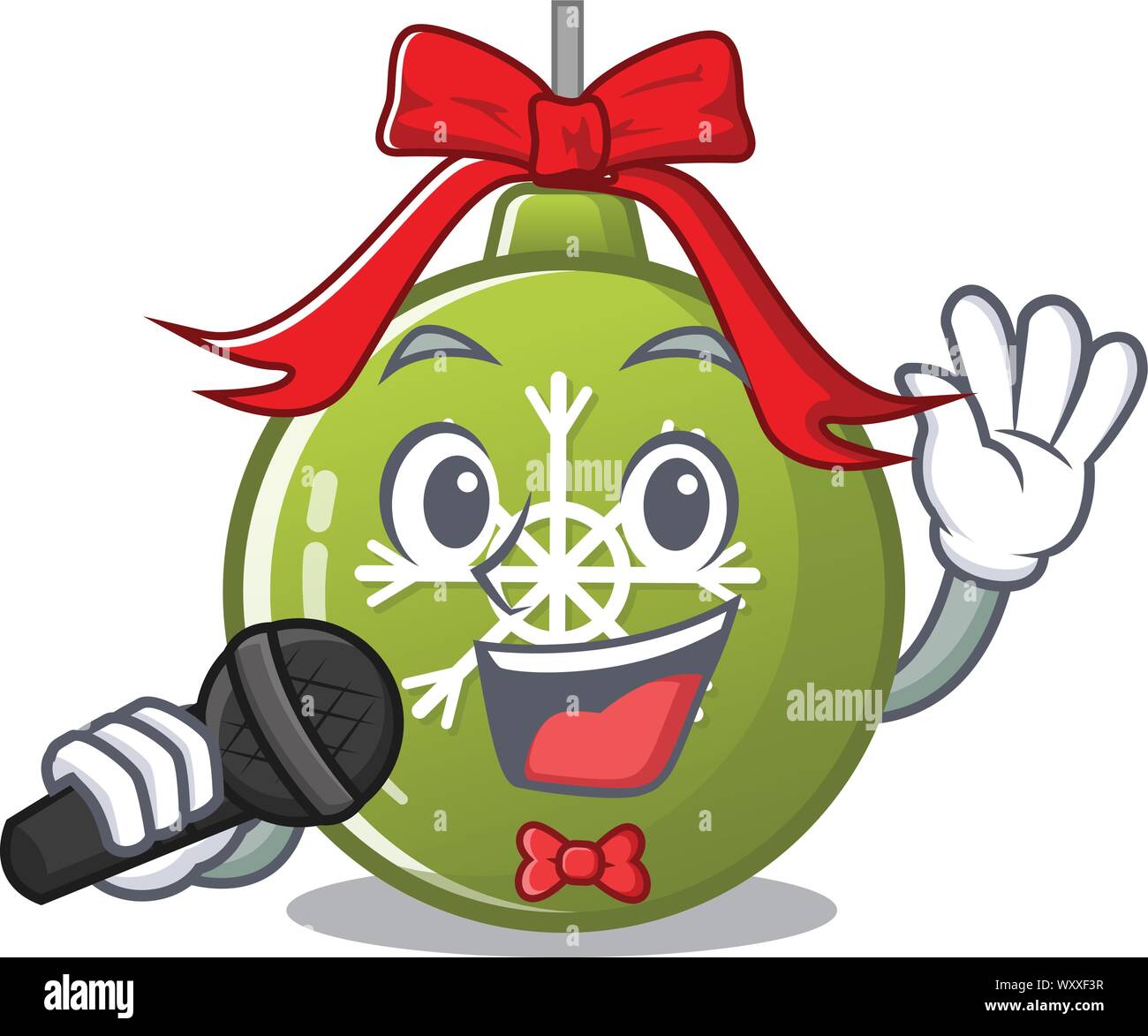 Singing christmas ball green with mascot shape Stock Vector Image Art Alamy