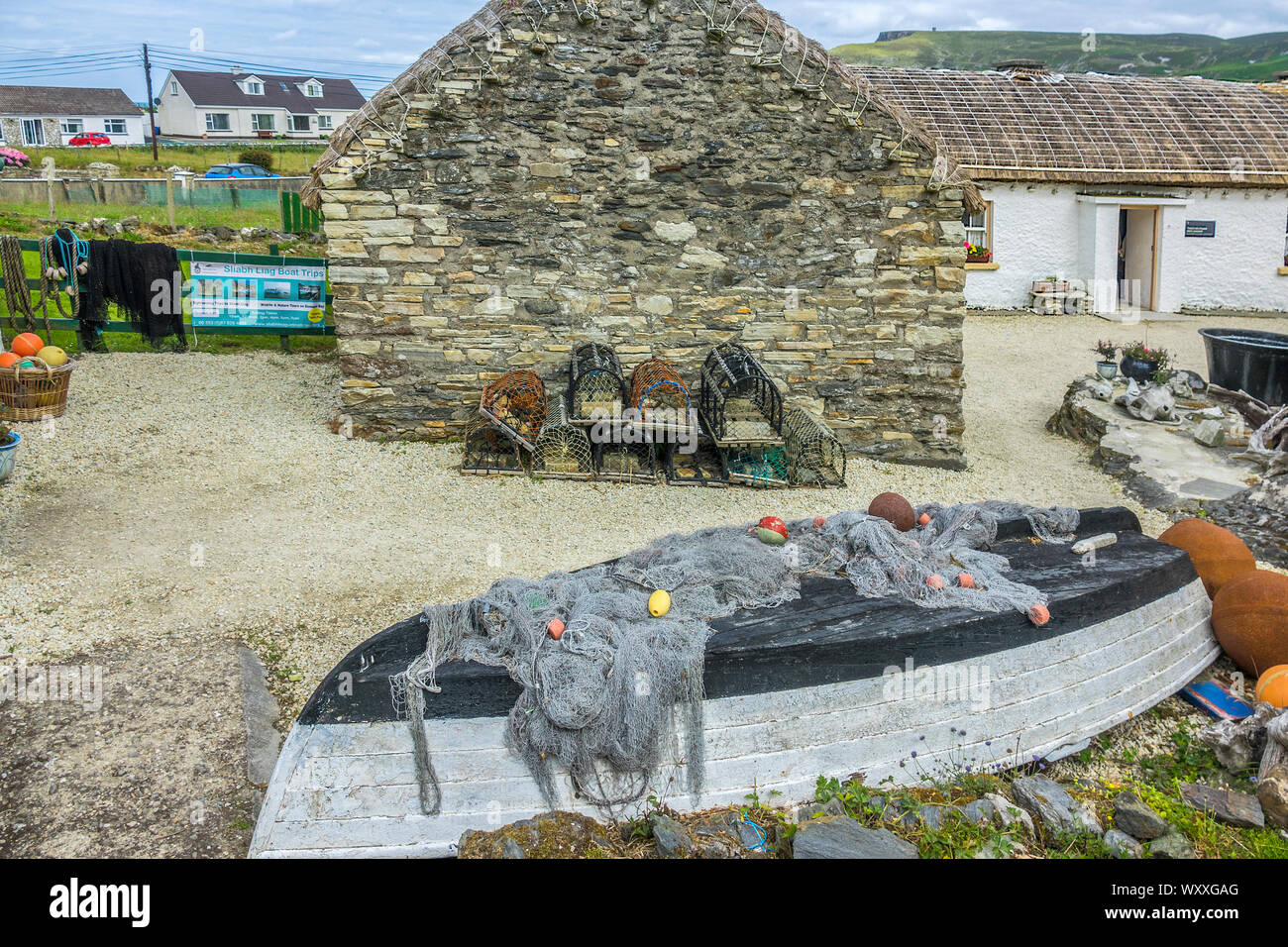 Fishermans House and Boat, Glencolmcille Folk Village, County Donegal