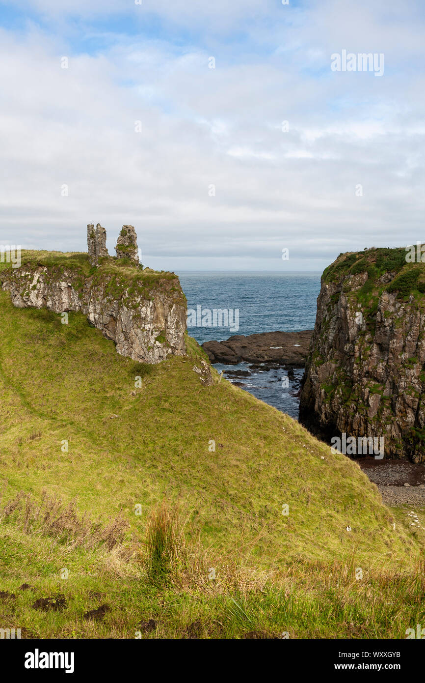 Dunseverick (from Irish Dún Sobhairce, meaning 'Sobhairce's fort') is a hamlet near the Giant's Causeway in County Antrim, Northern Ireland. Stock Photo