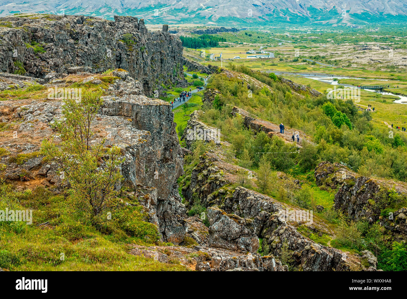Fissure, Thingvellir National Park, Iceland Stock Photo
