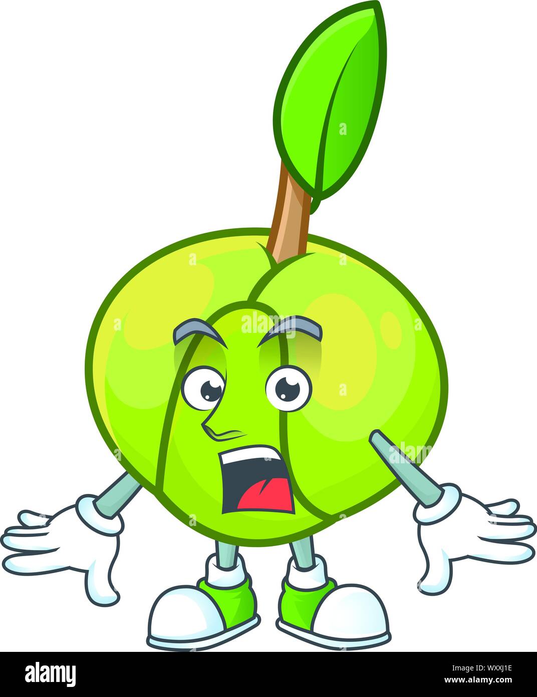 Surprised elephant apple cartoon on white background Stock Vector Image ...